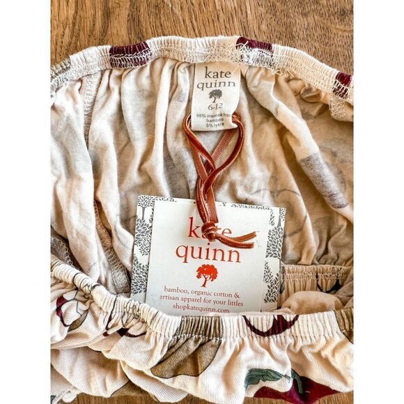 NWT! Kate Quinn Apples Print Long Sleeve Ruffle Crop Top, Size 6-12M - Picture 4 of 4